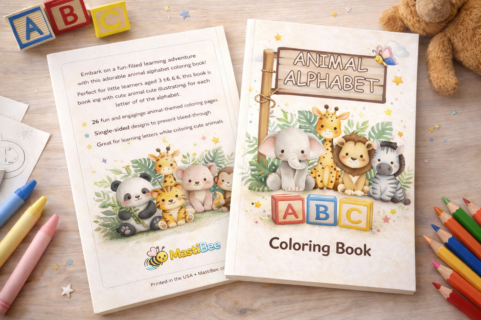Animal Alphabet Coloring Book for Kids (A–Z) – Printable PDF