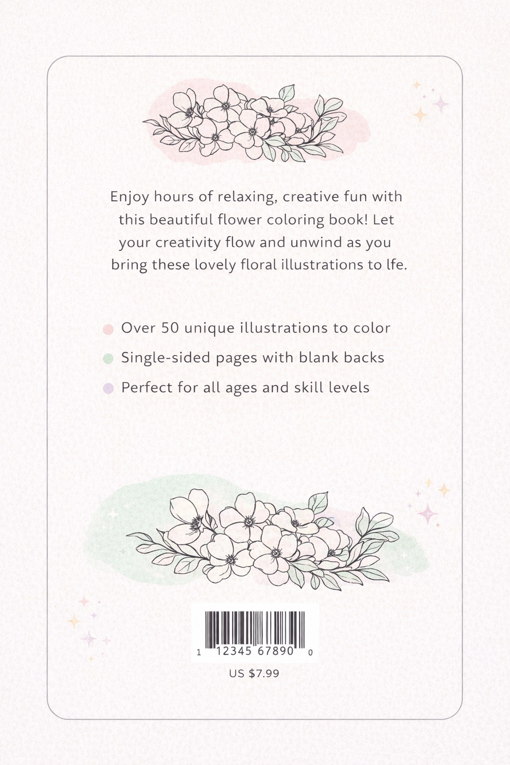 Flower Coloring Book – Relax, Color & Enjoy (Printable PDF) - Image 3