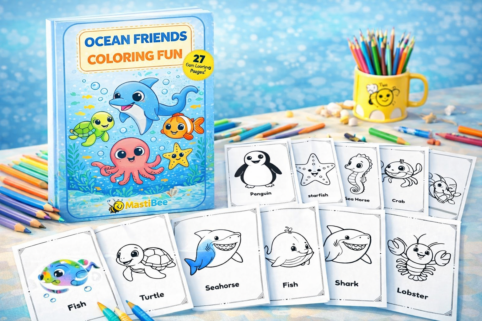 Ocean Friends Coloring Book for Kids – Printable PDF