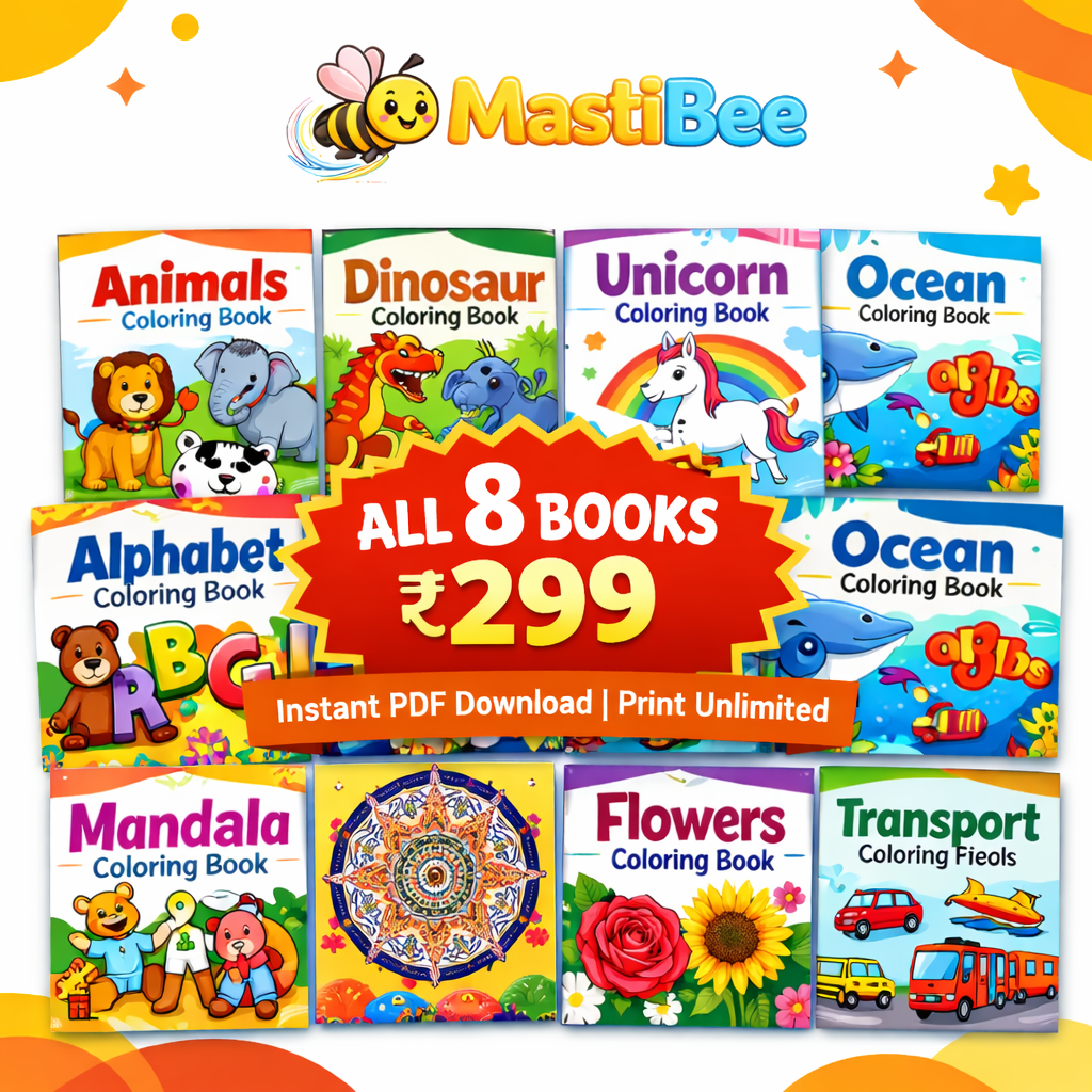 mastibee 8 coloring books bundle