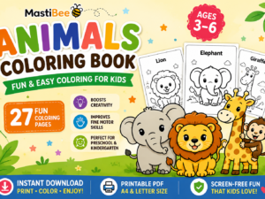 Animals Coloring Book for Kids | 27 Cute Animal Coloring Pages | Ages 3–6