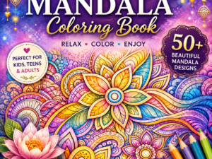 Mandala coloring book with 50+ colorful intricate mandala designs for kids, teens and adults
