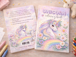 unicorn mastibee coloring book mockup image